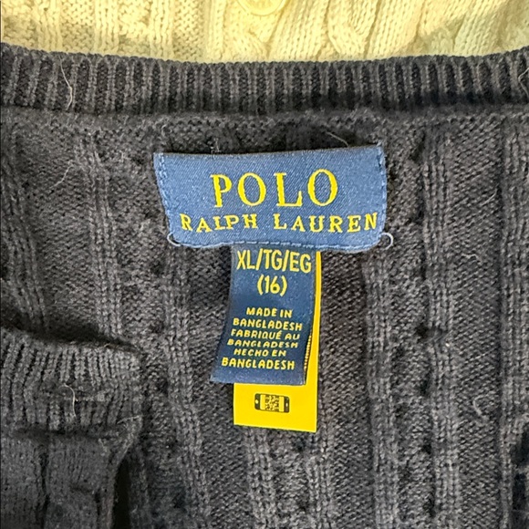 Ralph Lauren Mini-Cable Cotton Cardigan Girls XL 16 - Picture 3 of 5